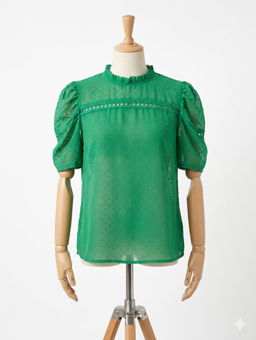 Blusa transparente com manga bufante